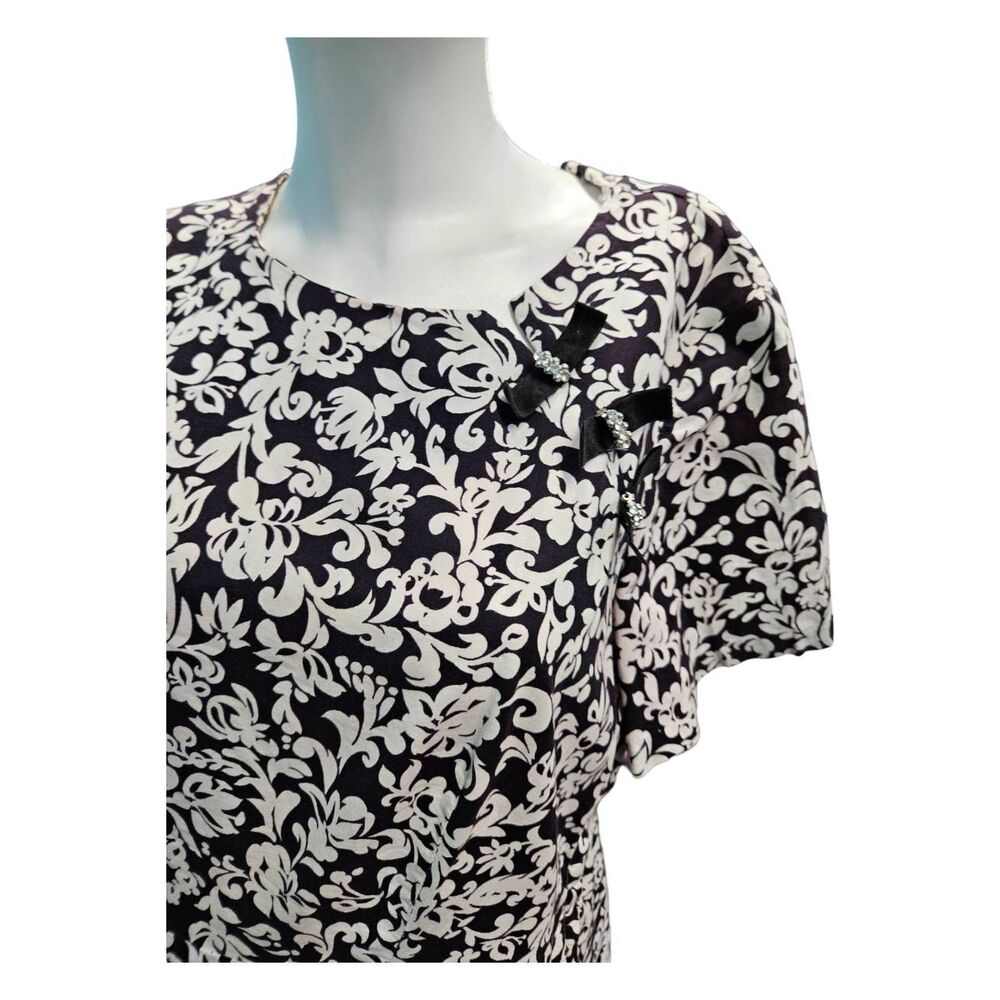 Hayes Vintage Womens Dress SZ Large Black White Fit and Flare - Picture 5 of 8